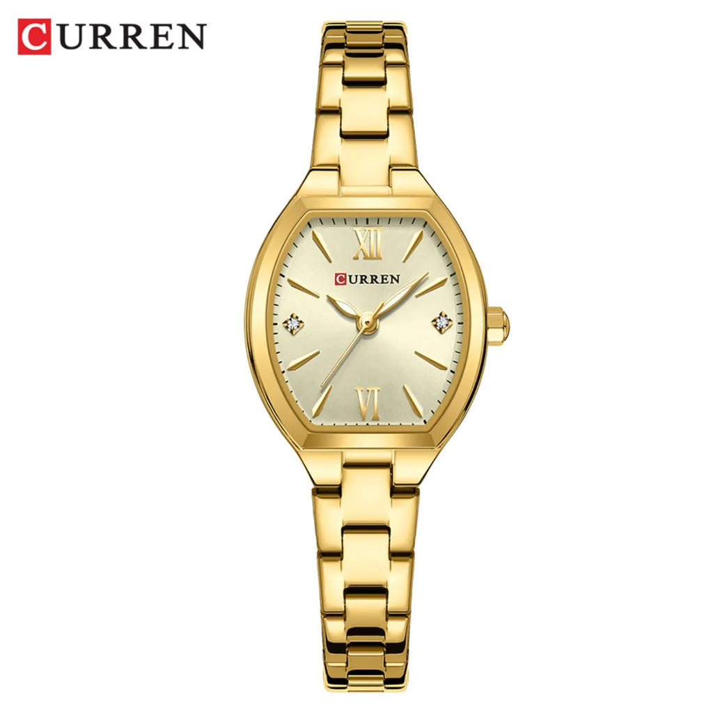 CURREN Fashionable Barrel-Shaped Simple Elegant Quartz Watch Women's Elastic Band Retro Women's Watch Gifts