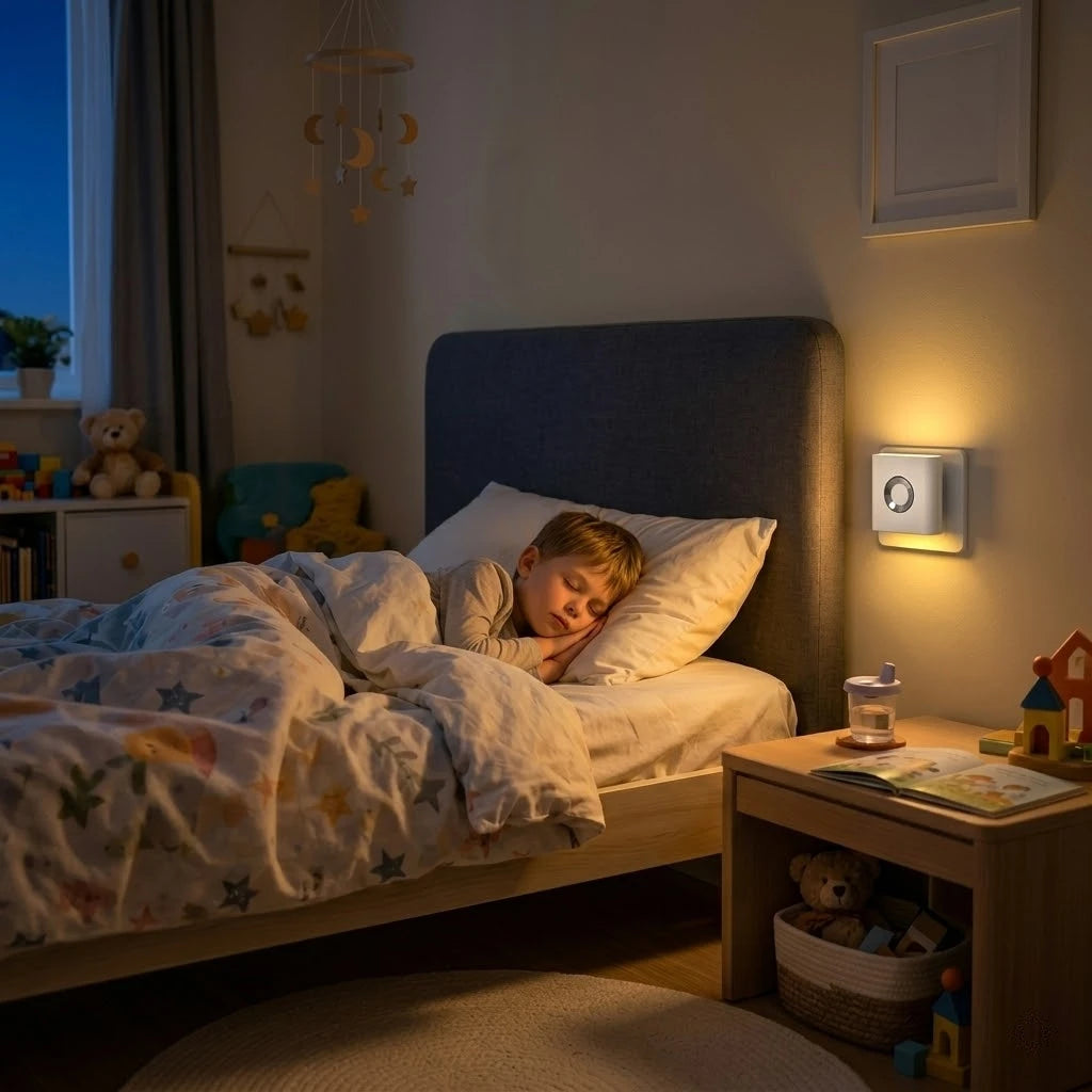 Human Motion Sensor Night Light, Auto On/Off Bedside Cabinet Lamp, Up & Down Glow Ambient Light, Eye-Care LED Bedroom Night Lamp