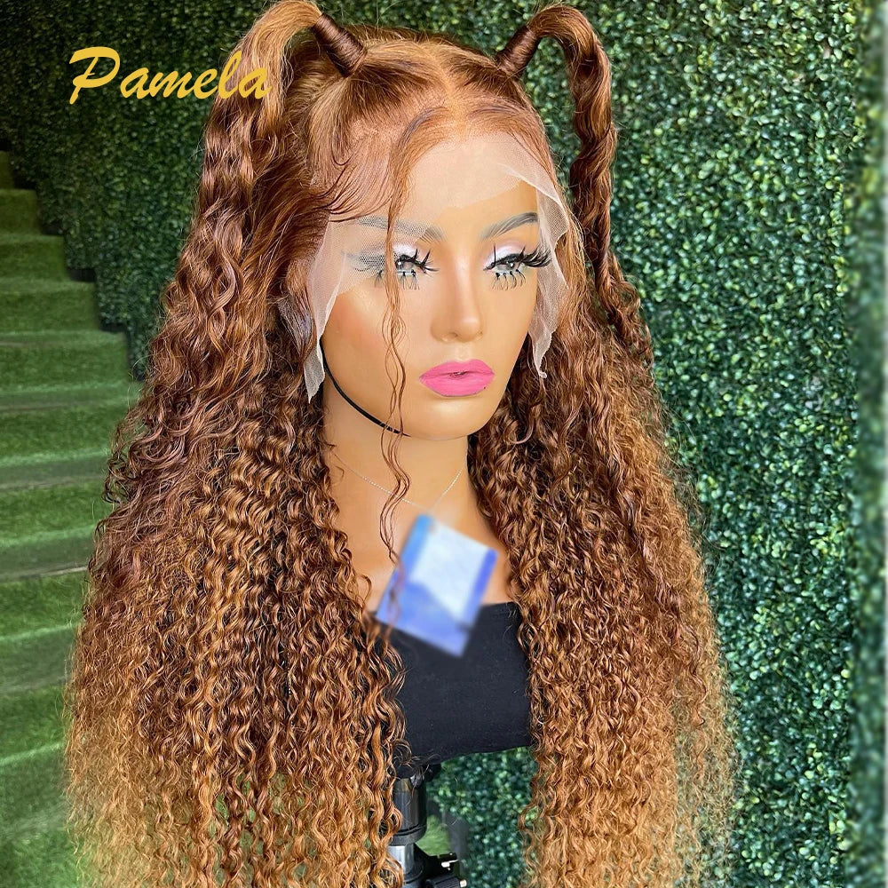 Lagos Hairline Ombre Colored Curly 100% Human Hair Wigs Brazilian Hair 13x6 Transparent Lace Frontal Wigs On Clearance Sale