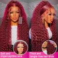 99J Burgundy Red Bone Straight Human Hair Wig 13x6 13x4 HD Transparent Lace Front Wig 200% Density 30 40 Inches Brazilian Cuticle Aligned Remy Hair Pre Plucked Baby Hair Glueless Wig Natural Hairline Soft Silky Long Wigs for Women Daily Party Wear