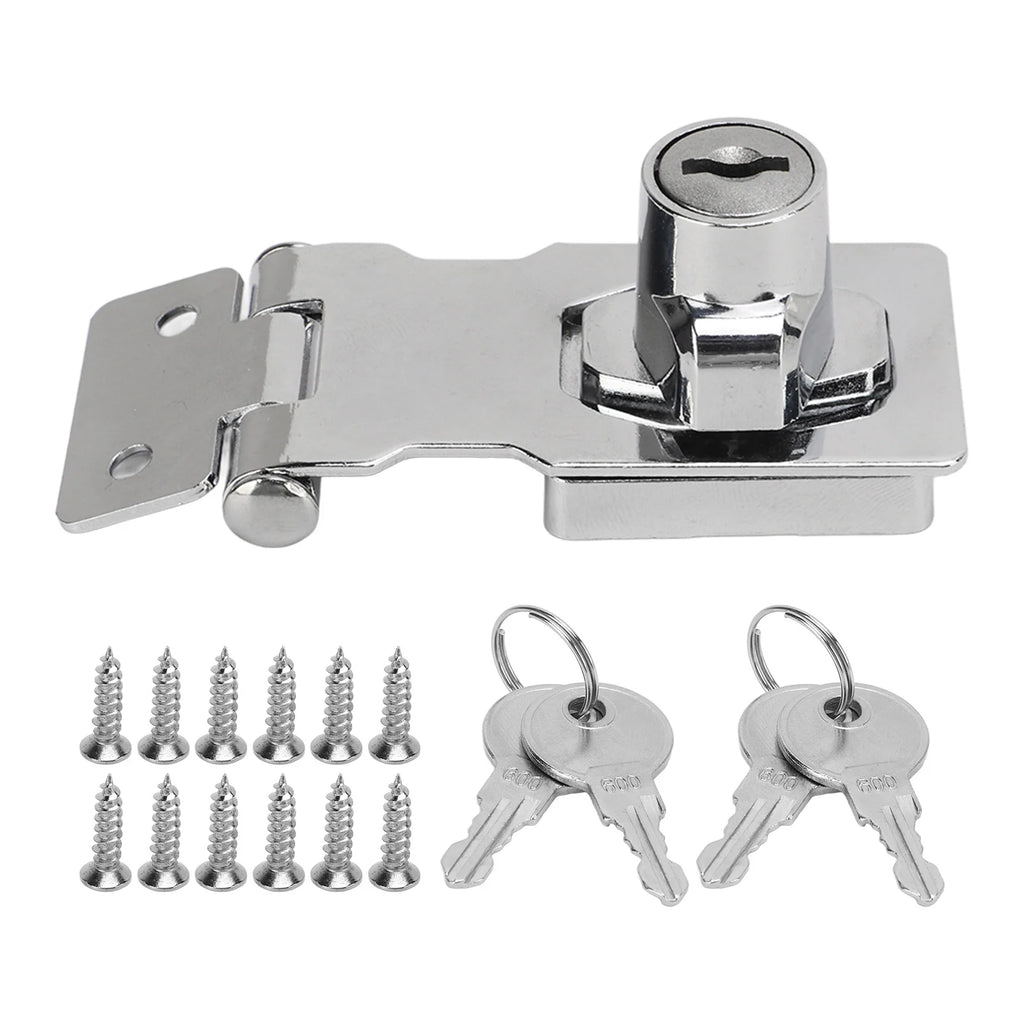 2 Packs 2.5 Inch Zinc Alloy Hasp Lock With Twist Knob Keyed Design Anti Theft Safety Hardware For Drawers Mailbox Cabinet Doors
