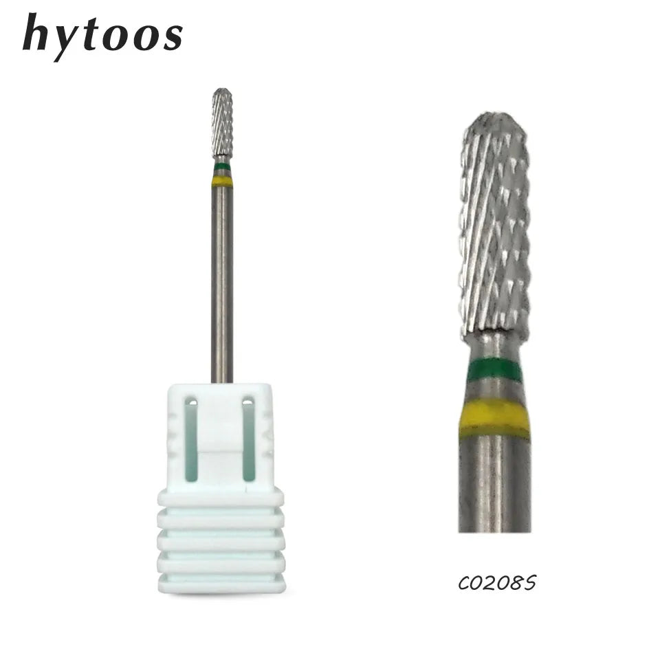 HYTOOS 1PCS Tungsten Carbide Burr Nail Drill Bit 3/32" Bits For Manicure Drill Accessories Milling Cutter Nail Art Tools