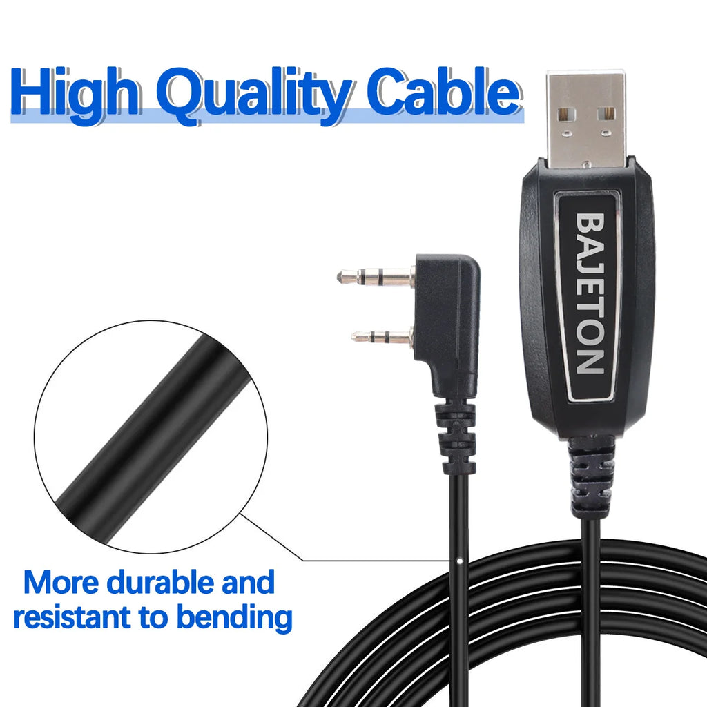 BAJETON Walkie Talkie USB Programming Cable K Plug For BJ-8300 BJ-7800 BT8200 Quansheng UV-K5(8) UV-K6  Baofeng UV-5R Mini Radio