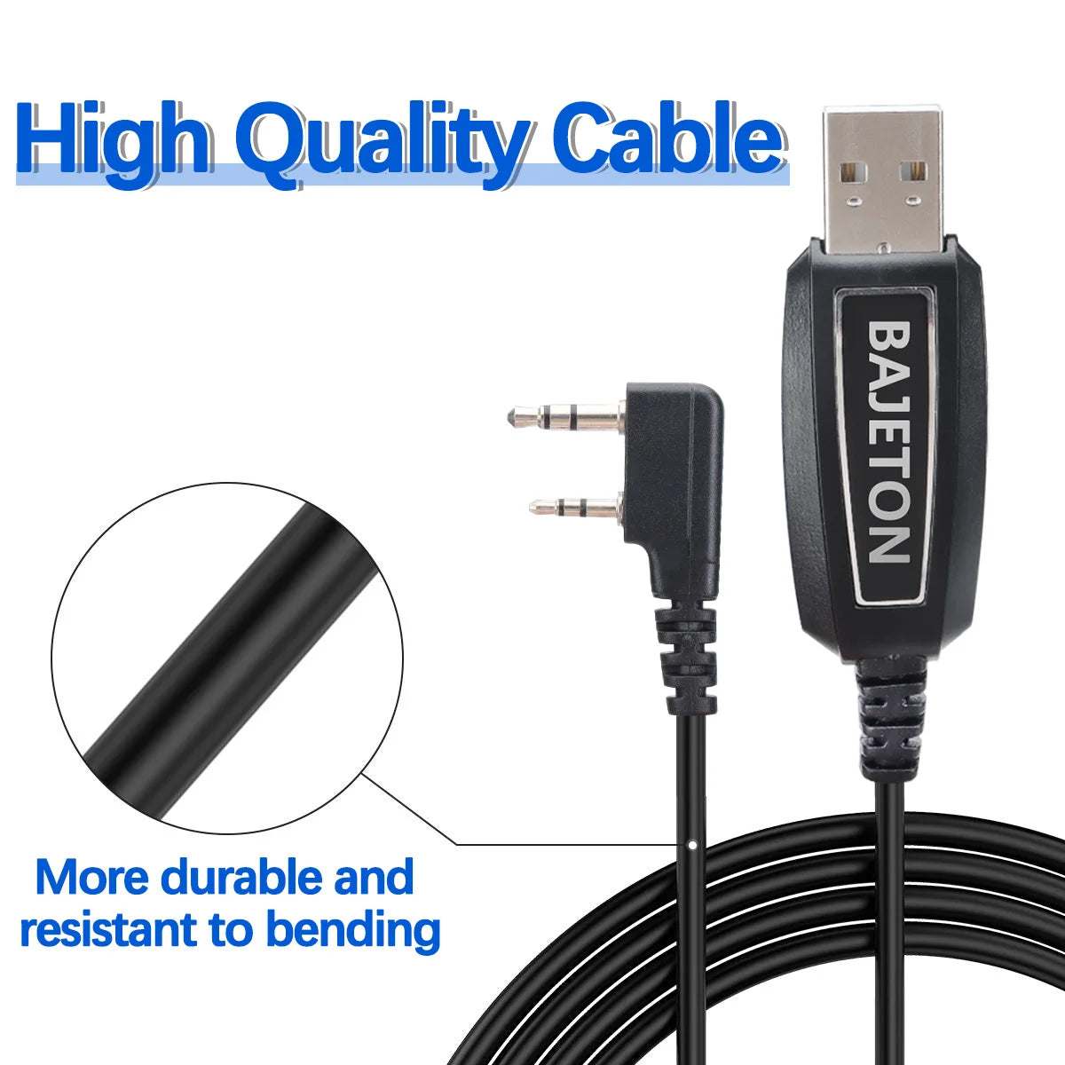 BAJETON Walkie Talkie USB Programming Cable K Plug For BJ-8300 BJ-7800 BT8200 Quansheng UV-K5(8) UV-K6  Baofeng UV-5R Mini Radio