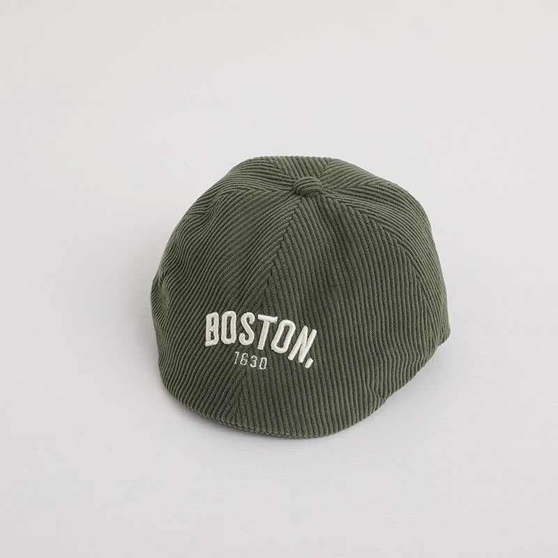 Fashion Letter Beret Drawstring Baby Duck Tongue Cap 2-6year Kids Sunshade Visors Autumn Winter Corduroy Children Forward Hat