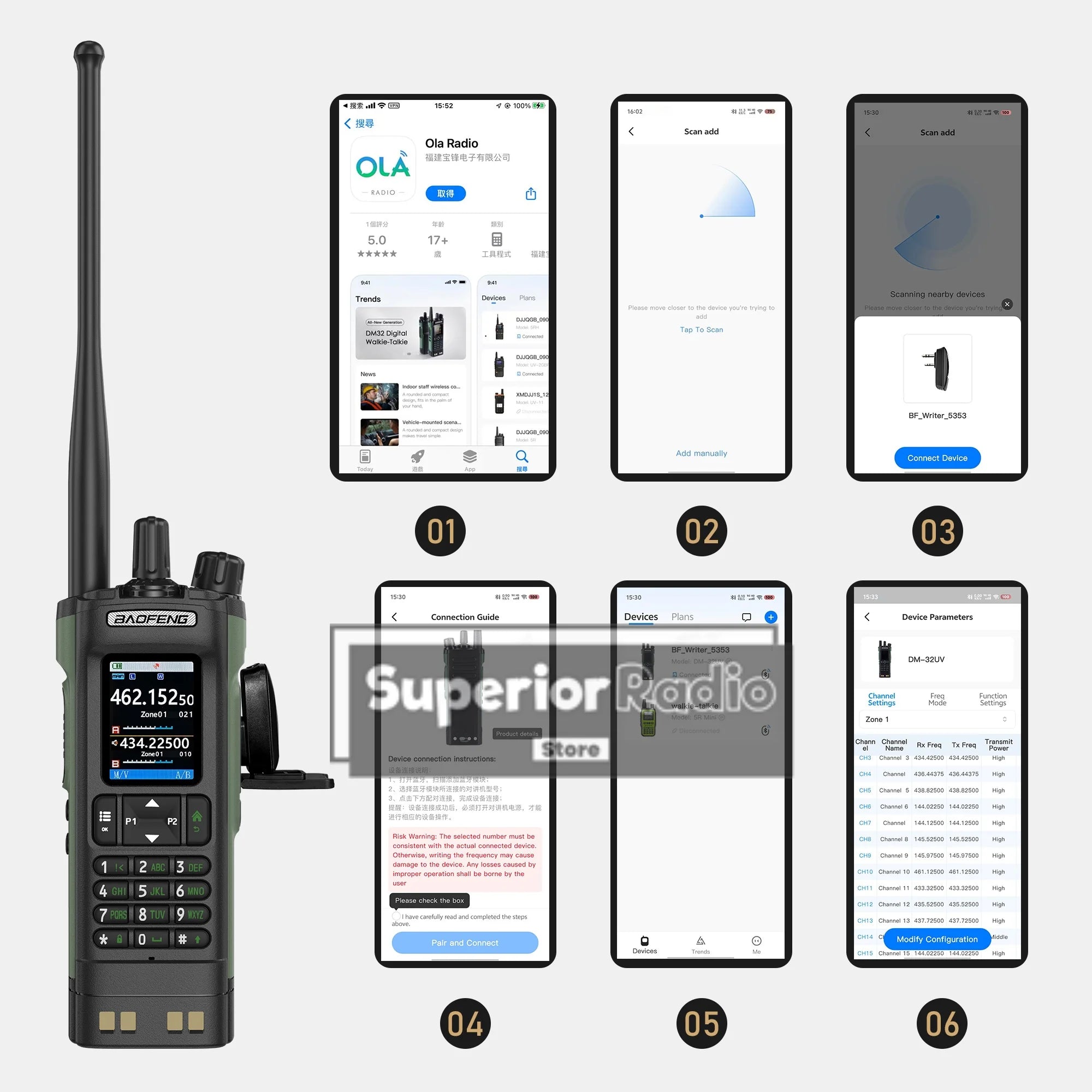 Walkie Talkie Bluetooth Wireless Programmer Plug & Play No Driver Issue Phone APP Programming for Baofeng DM-32 UV-5R BF-T20D