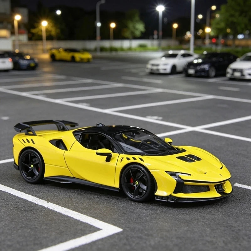 Bburago 1:24 simulation Ferrari SF90 XX Stradale alloy car model, doors and trunk can be opened rich in details, finely crafted
