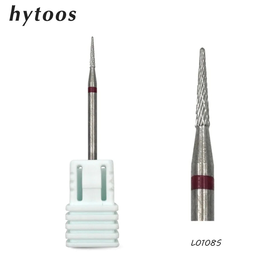 HYTOOS 1PCS Tungsten Carbide Burr Nail Drill Bit 3/32" Bits For Manicure Drill Accessories Milling Cutter Nail Art Tools