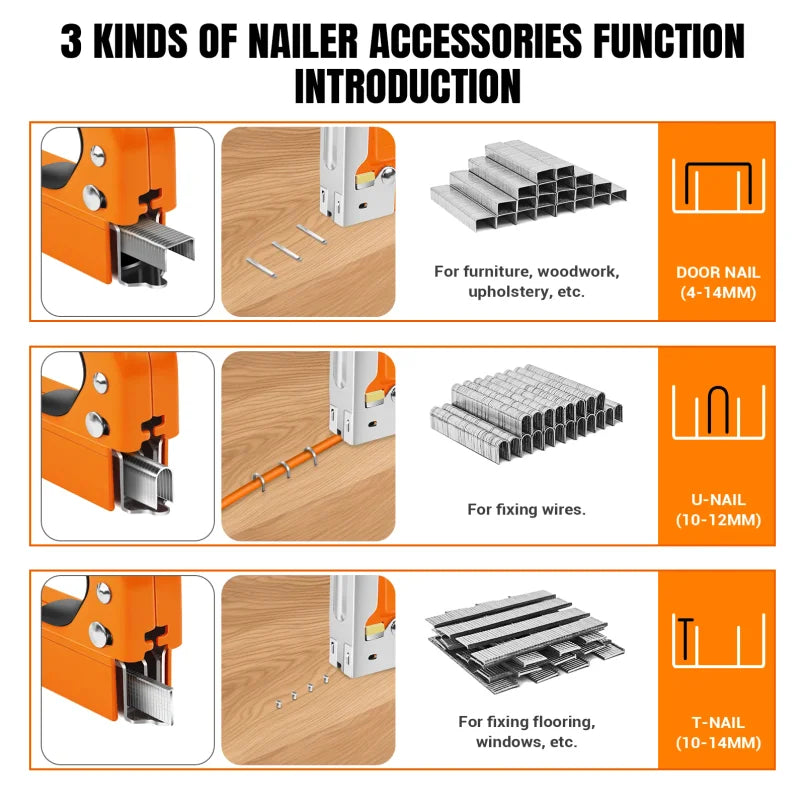 3 in 1 Nail Stapler Gun With 3000 Staples & Staple Remover Tool Kit Stapler for Wood Fabric Stapler Home Repair DIY Tool Kit