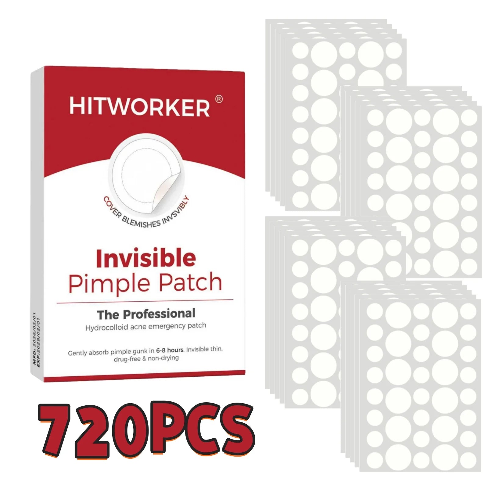 360/540/720PCS Day & Night Acne Patches for Face, Covers Zits & Blemishes, Safe & Gentle, Lightweight & Comfortable