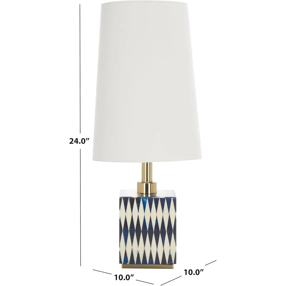 24 Blue & White Resin Accent Table Lamp with Fabric Shade, E26 Bulb Compatible