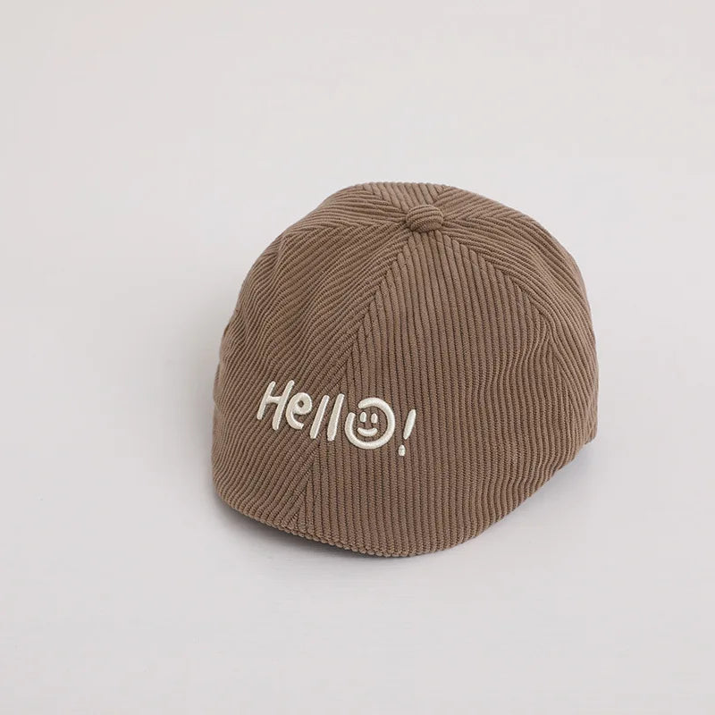 Fashion Letter Beret Drawstring Baby Duck Tongue Cap 2-6year Kids Sunshade Visors Autumn Winter Corduroy Children Forward Hat