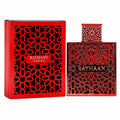 Rayhaan Crimson Red Hollow Carved Geometric Metal Bottle Men Perfume Luxury Arabian Oriental Eau De Toilette Long Lasting Fragrance Mens Cologne Gift Set For Male