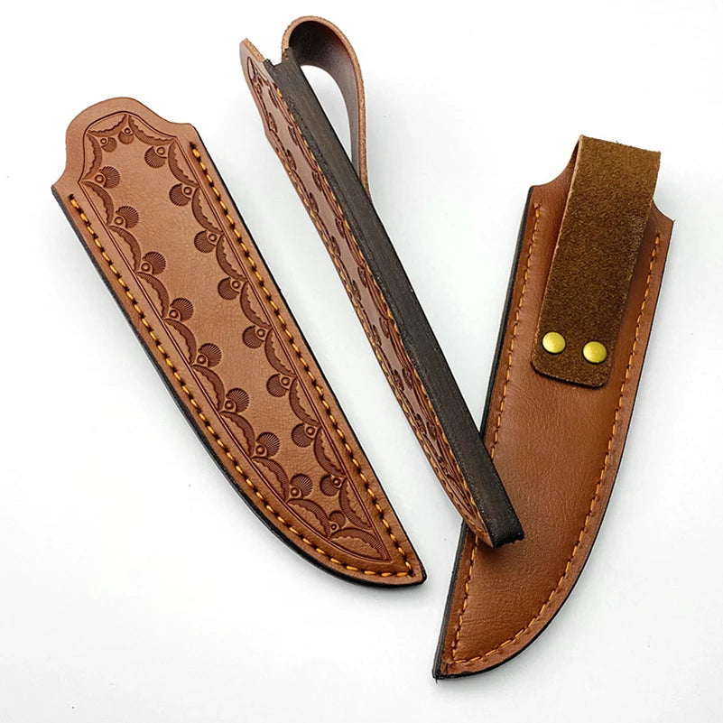 1pc Genuine Cowhide Fixed Blade Knife Scabbard Outdoor Straight Knives Cow Leather Sheath Cover Storage Bag Pants with Belt