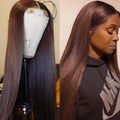Chocolate Brown 13X6 Straight Human Hair Wigs 13X4 Hd Lace Frontal Wig 220 Density Colored Pre Plucked Brazilian Lace Front Wig
