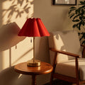 Table Lamp with Pleated Shade Compact Rechargeable Table Lamp Warm Glare-Glare-Reducing for Readers, Nightstand, Bedroom