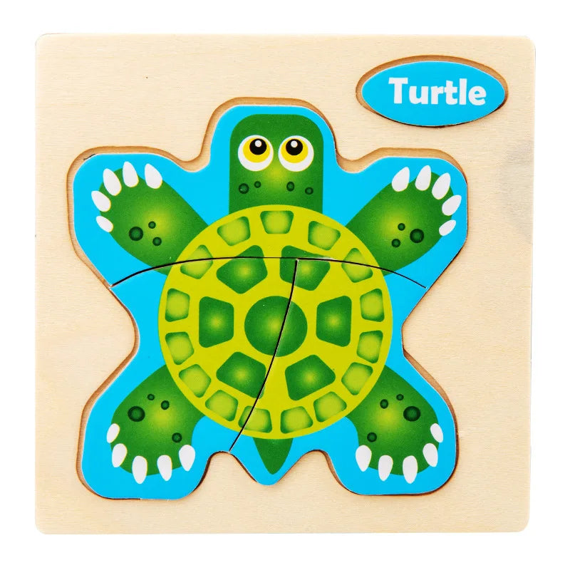 Wooden Toy 3D Jigsaw Puzzle Small Size Cartoon Animal Puzzle Board Kids Early Learning Educational Toys for Children Gifts