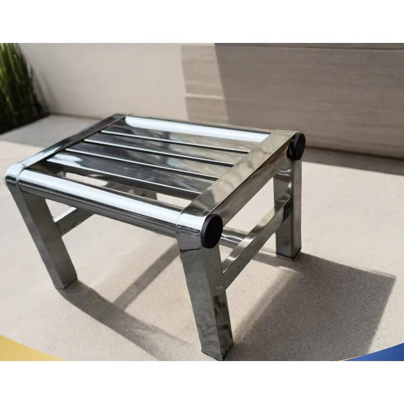 Stainless steel stool Small stool Thickened low stool Load-bearing 100kg Bath foot pedal Quartet antique stainless steel stool