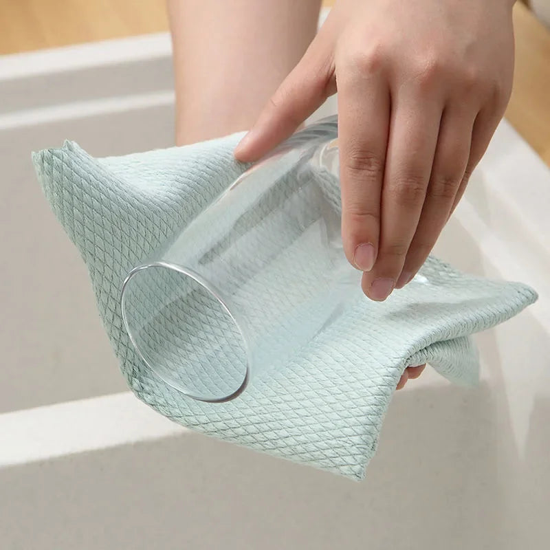 5 pcs Household Cleaning Products Cloth Fish Scale Rag for Glass Clean as Soon as You Wipe It Kitchen Tools Microfiber for Glass