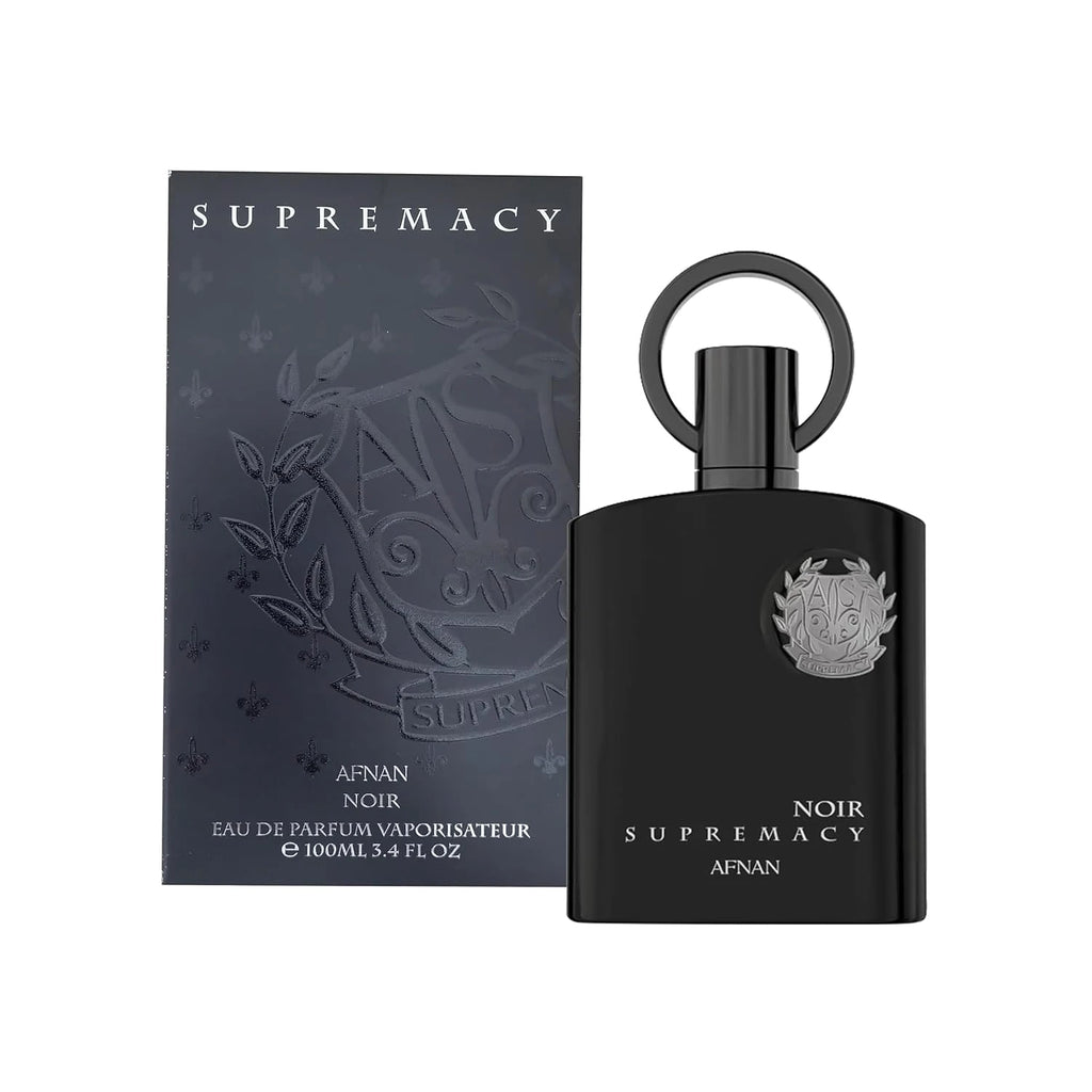 Afnan Supremacy Noir Eau de Parfum Spray for Men – Warm Woody Vanilla & Spicy Amber Scent, Khair Wood & Whipped Vanilla, Long-Lasting Luxury Fragrance, Perfect Gift, 3.4 fl oz / 100 ml