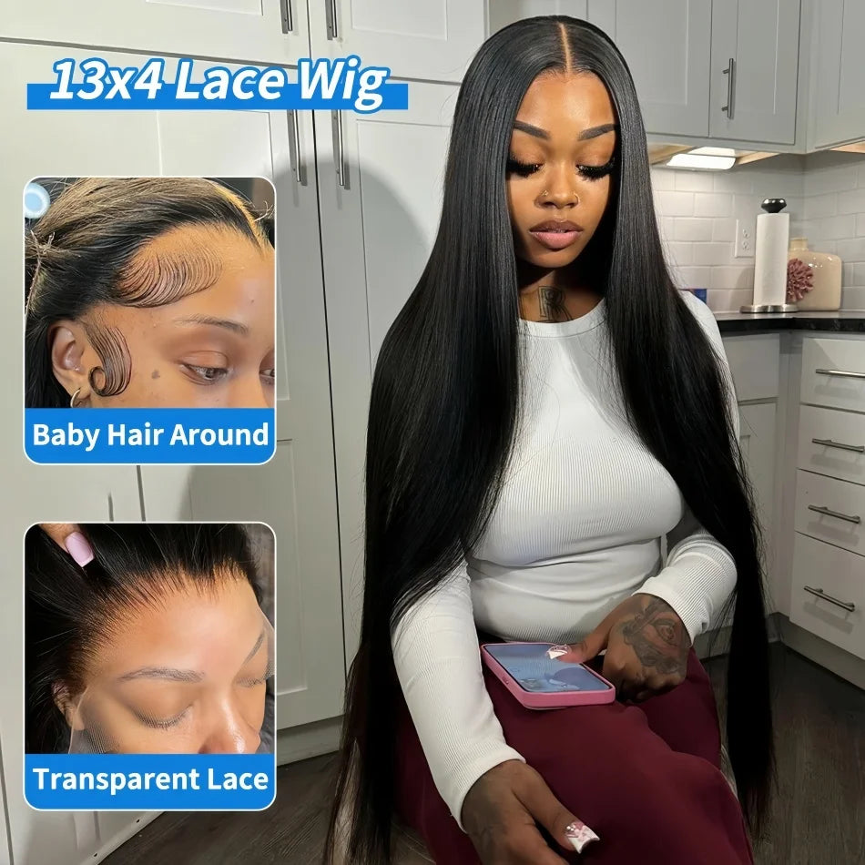 30 Inch Straight Human Hair Wigs 4x4 5x5 Glueless Bone Straight Lace Front Wigs 13x4 HD Lace Frontal Wigs For Black Women