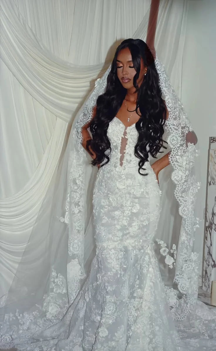 Luxurious White Mermaid Wedding Dress Sexy Sweetheart Collar Off Shoulder 3D Flower Lace Beaded Princess Bridal Dress Customized