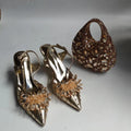 Full Diamond Pointed Baotou High Heels Sandals Crystal Rhinestones Wedding Dinner High Heels Shoes and purses
