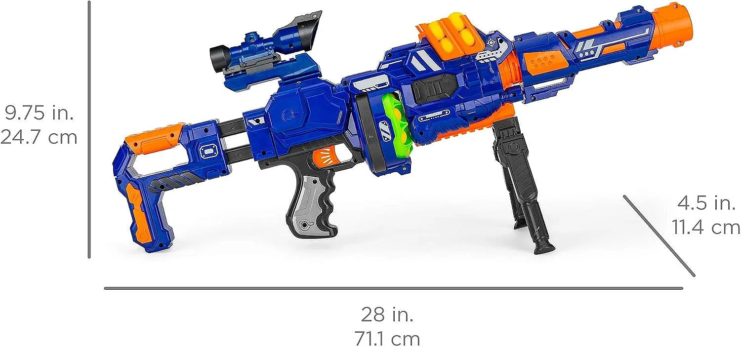 Best Choice Electric Foam Ball Blaster Toy with Barrel Extension, 12 Balls & Foldable Bipod