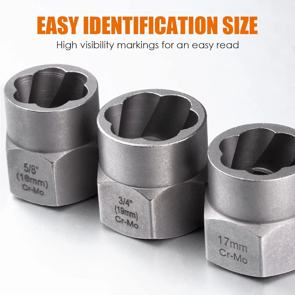 14Pcs Impact Bolt and Nut Extractor Tool Set Damaged Stripped Lug Remover Universal Socket Wrench Kit for Removing Rounded Frozen Fasteners Heavy Duty Hand Tools