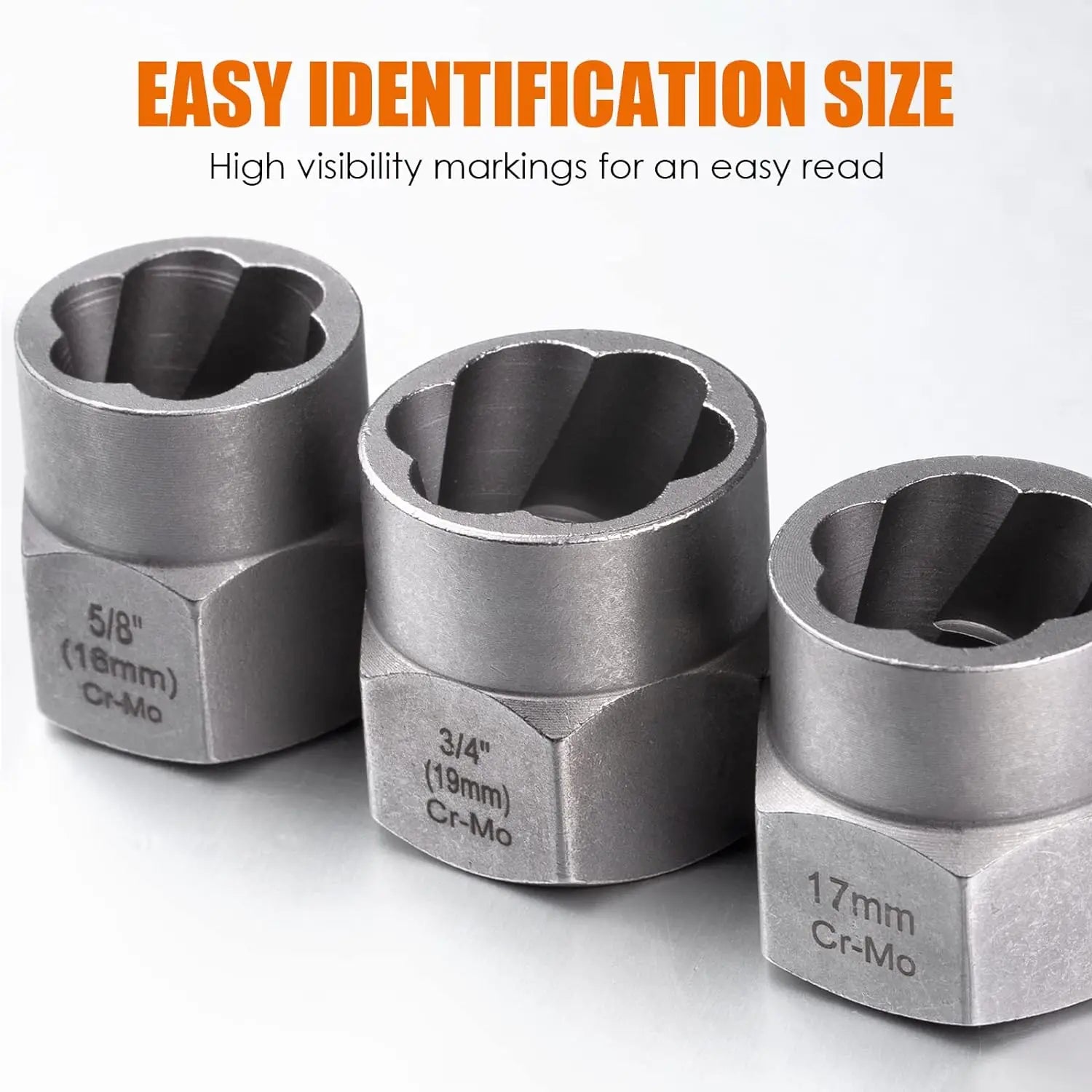 14Pcs Impact Bolt and Nut Extractor Tool Set Damaged Stripped Lug Remover Universal Socket Wrench Kit for Removing Rounded Frozen Fasteners Heavy Duty Hand Tools