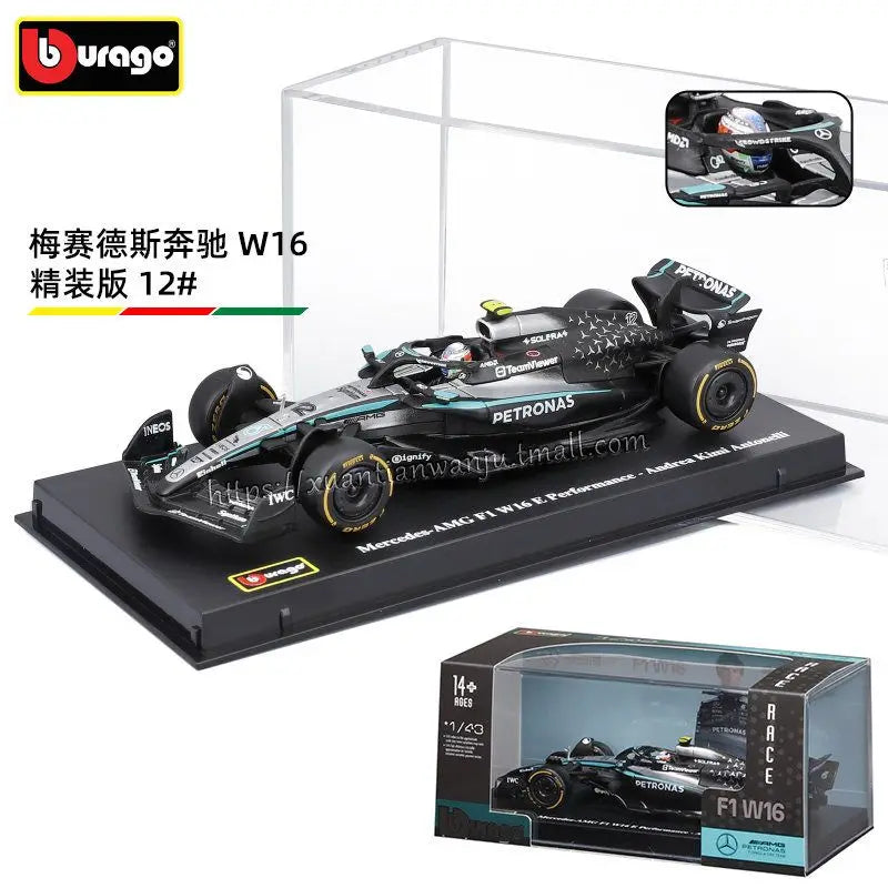 Bburago 2025 W16 Performance F1 1:43 Car Die Cast Vehicles Model Diecast Alloy Model Car Kids Toy Desktop Decor Birthday Gift