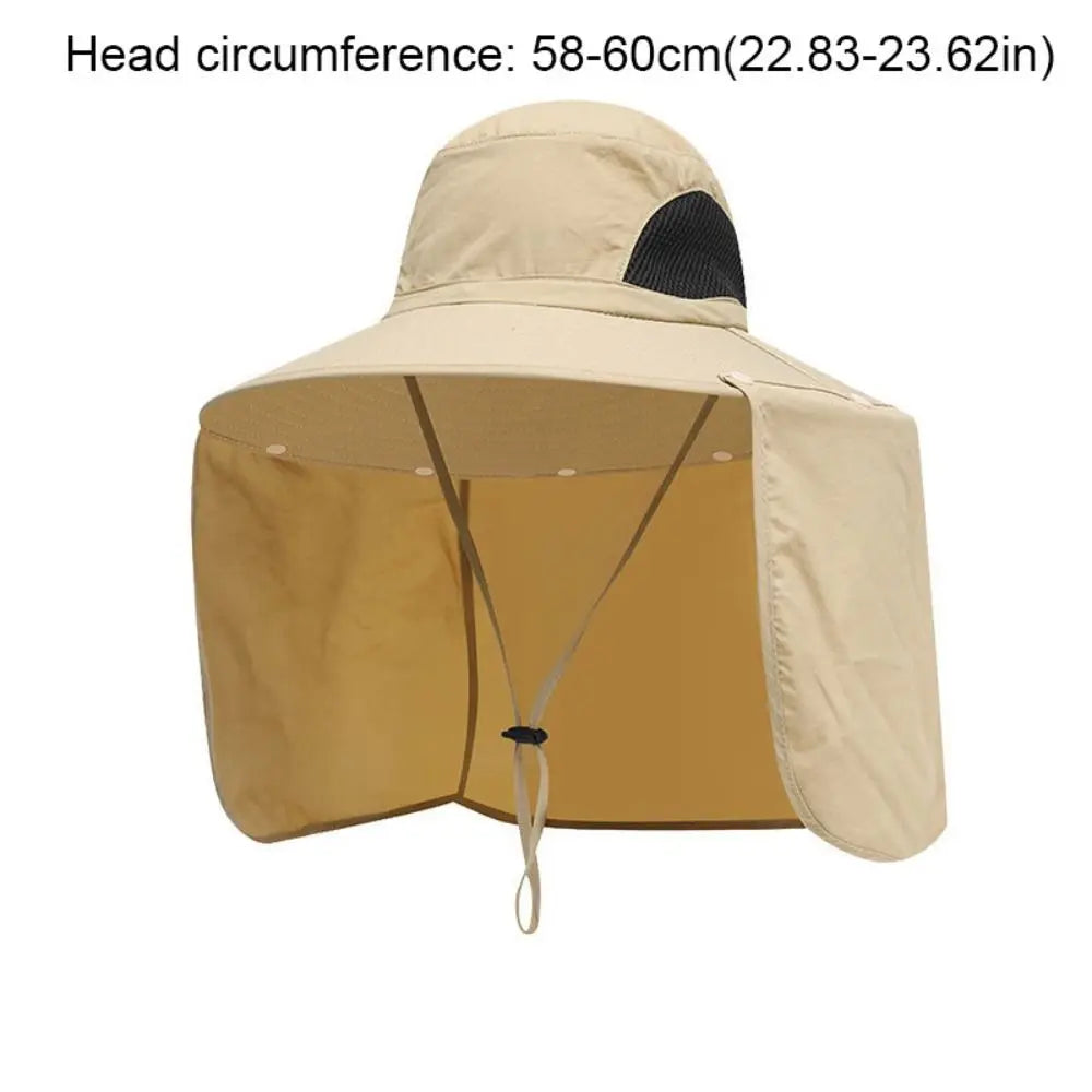 Fashion Cloth Men Sun Hat Big Brim Removable Shawl Women Visor Cap With Lanyard Neck Protection Fisherman Hat Fishing