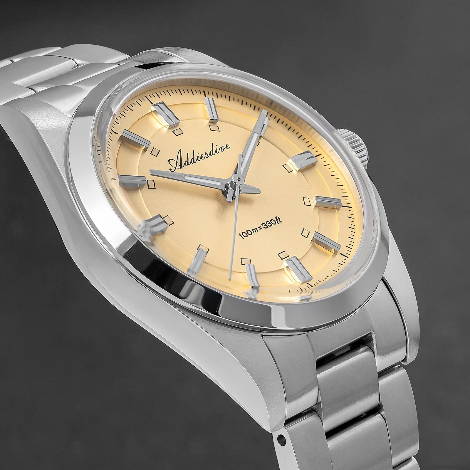 ADDIESDIVE Super Luminous Japan VH31 Ladies Watches 10Bar Waterproof Bubble Mirror Glass Quartz Watch Stainless Steel Wristwatch
