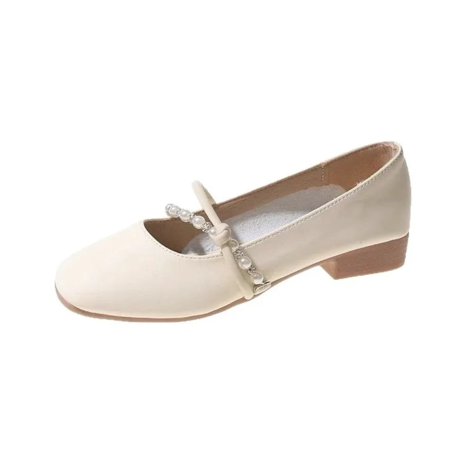 New Elegant French Flat Shoes Pearl Shallow Mouth Soft Leather Ladies Flats Comfortable Anti Slip Low Heel Women's Casual Shoes