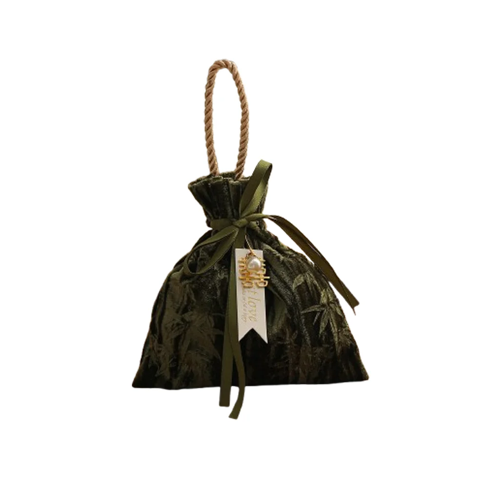 Elegant Ribbon Bow Velvet Candy Box Dust Protect with Tassel Gift Bag Flower Handbag Drawstring Bag Jewelry Storage