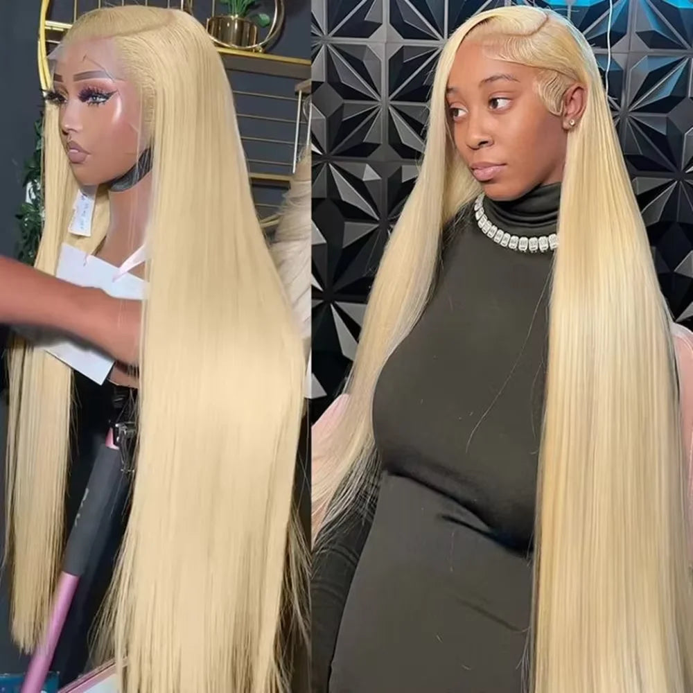 200% Density 30 inch 613 Blonde 13x4 HD Lace Front Human Hair Wigs Preplucked Brazilian Straight Glueless Lace Fontal Wigs Women