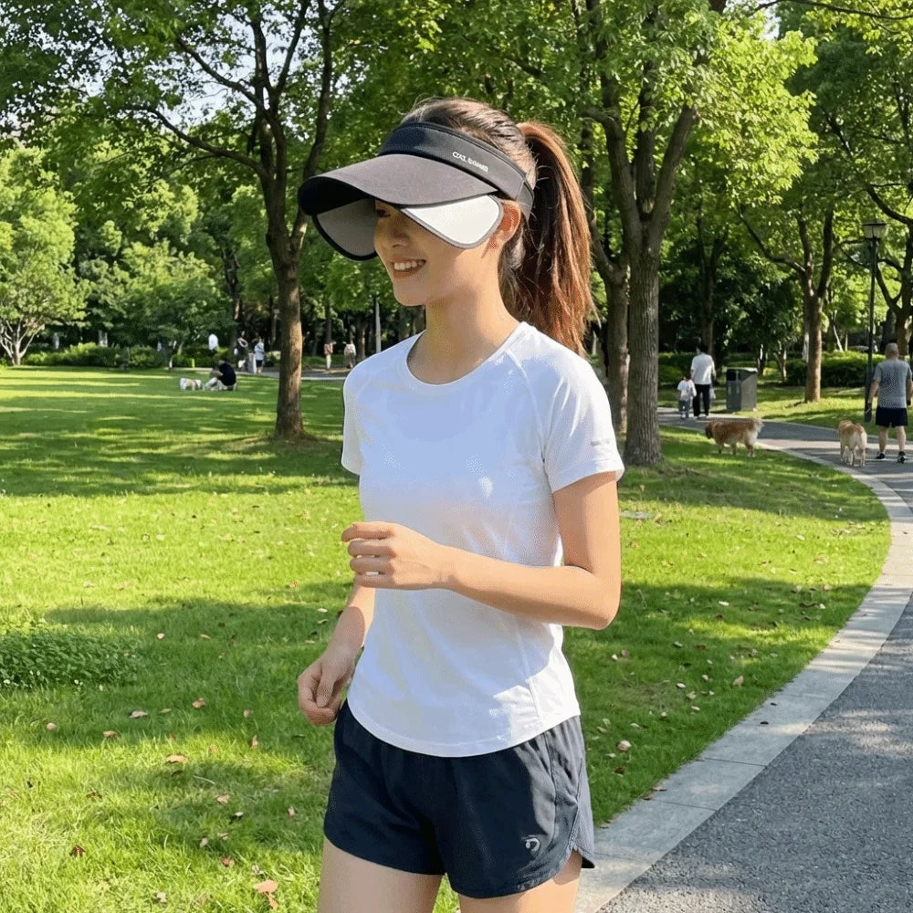 Fashion Breathable Sun Protection Hat Lightweight Solid Color Stretchable Brim Hat Adjustable Polyester Empty Top Sun Hat Sports