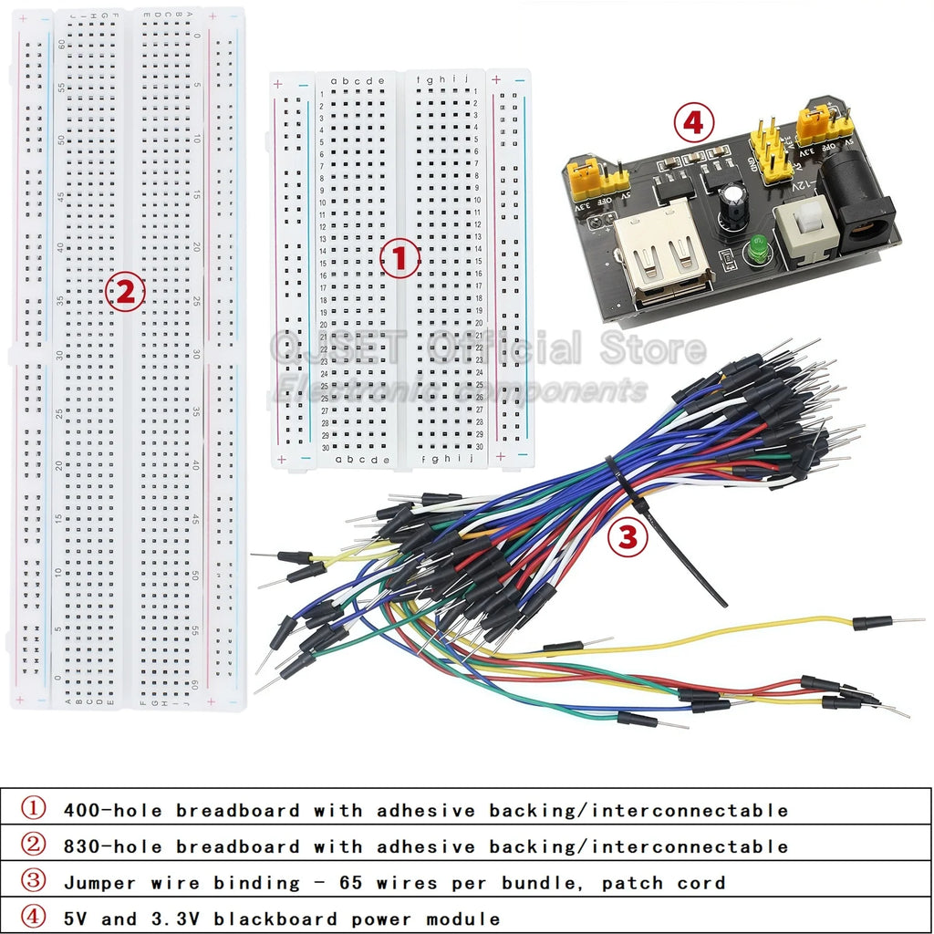 400 830-hole Breadboard MB-102 PCB Circuit Board Experiment Board Soldering Experiment Kit DIY Suitable for Arduino Power Module