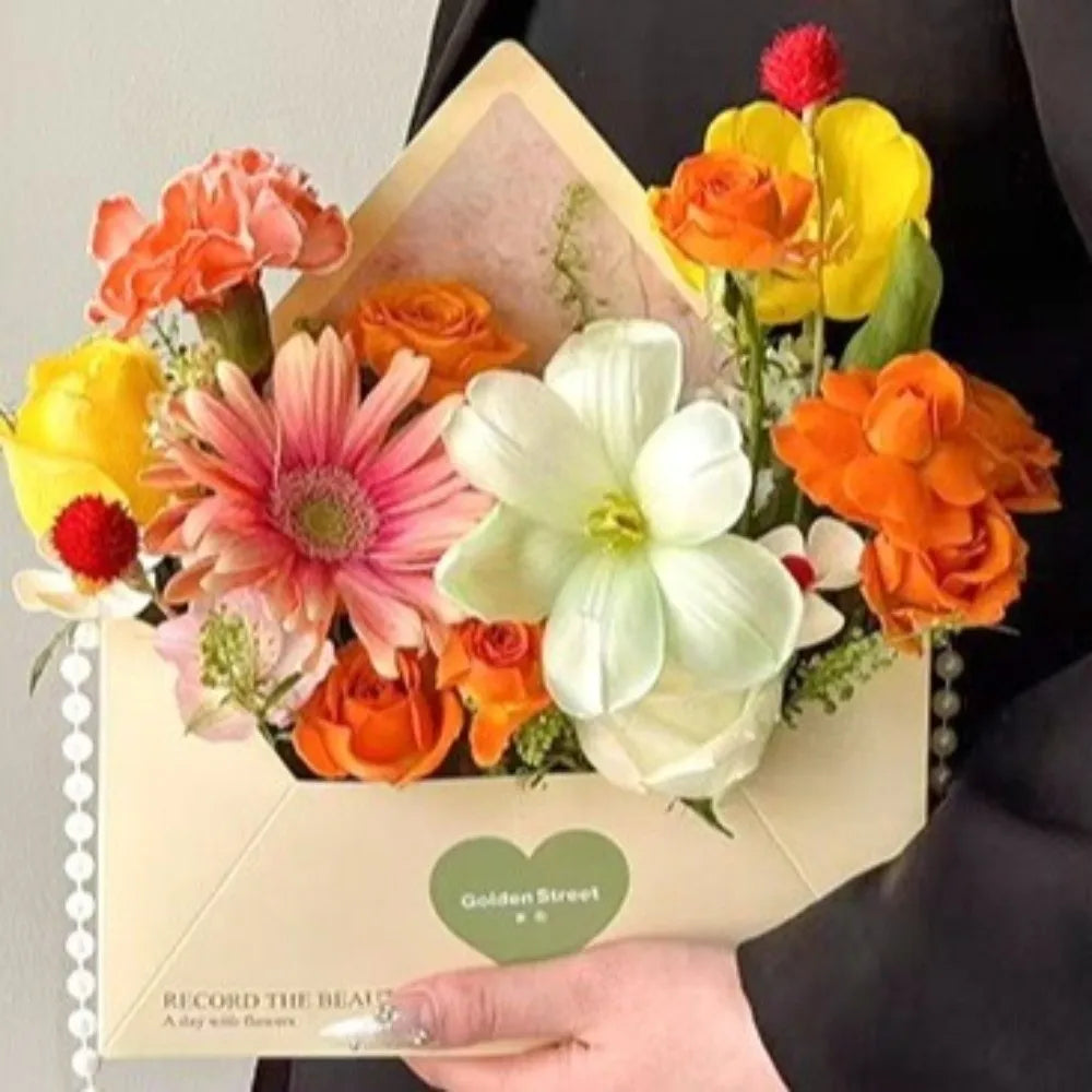 5 Pieces Romantic Flower Gift Box Portable Paper Floral Arrangement Box Folding DIY Gift Gift Wrapping Box Valentine's Day