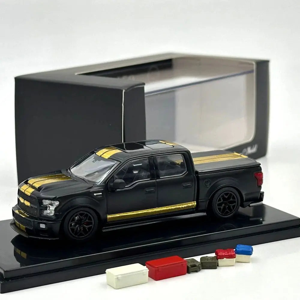 Funny Model FM 1/64 For SHELBY F-150 Shelby Super Snake Pickup Black Diecast Model Car Miniature Collection - with Accessories