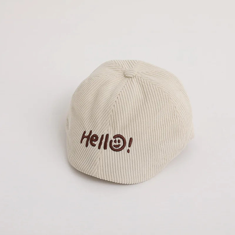 Fashion Letter Beret Drawstring Baby Duck Tongue Cap 2-6year Kids Sunshade Visors Autumn Winter Corduroy Children Forward Hat