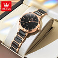 OLEVS Women Watch 5877 Luxury Elegant Quartz Watch Waterproof Luminous Ceramic Strap Ladies Watch Bracelet Set Gift Box Reloj