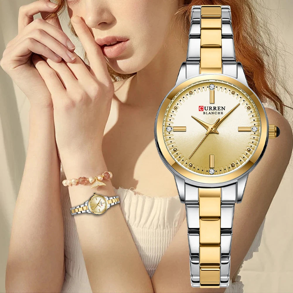CURREN Women's Stainless Steel Strap Watch Perfect Blend of Minimalism and Fashion for Elegant Daily Wear with Box