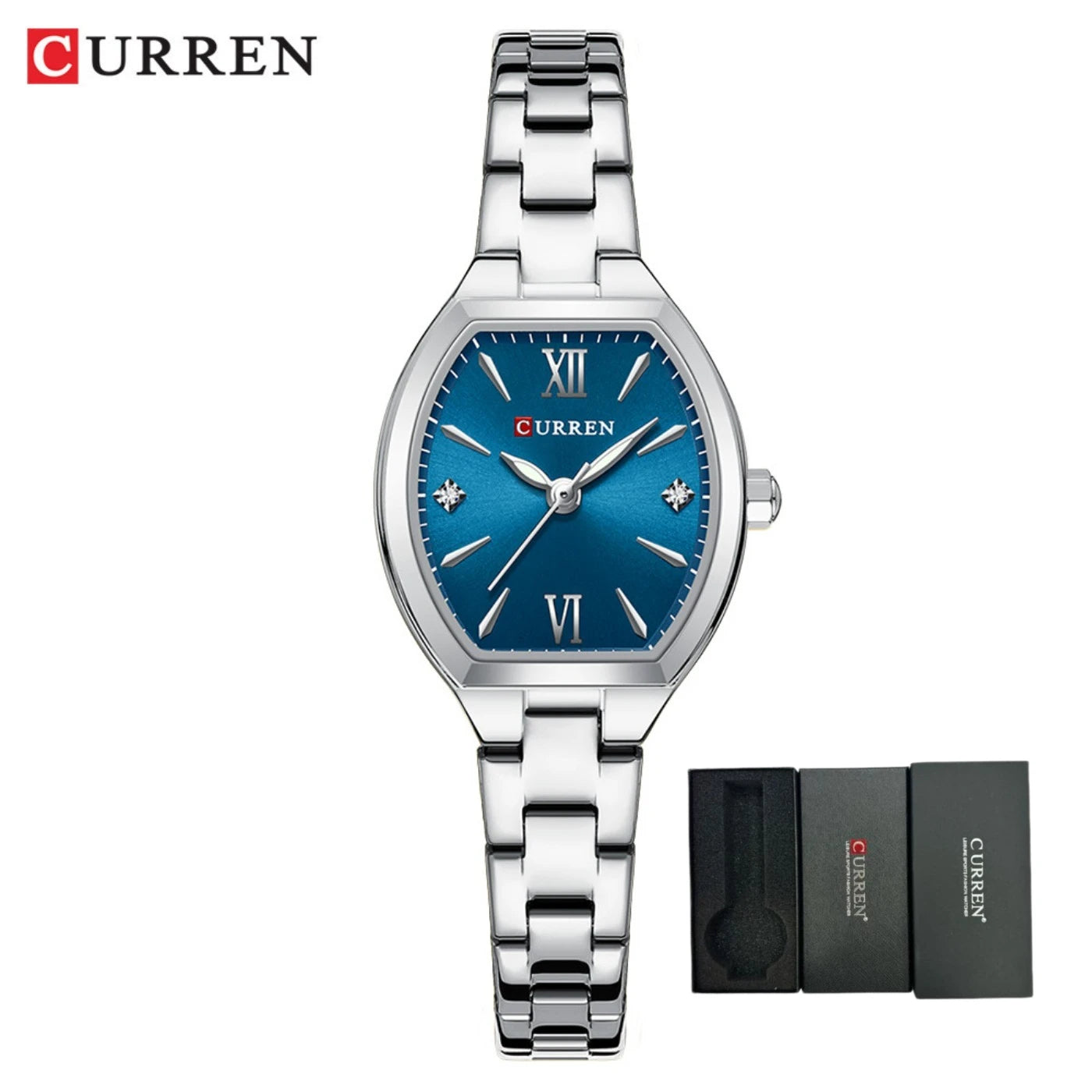 CURREN Fashionable Barrel-Shaped Simple Elegant Quartz Watch Women's Elastic Band Retro Women's Watch Gifts