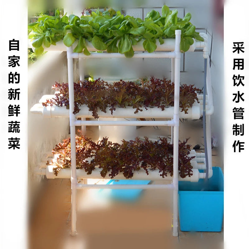 3 Tier PVC Pipe Hydroponics Growing System Home Balcony Vegetable Herb Soilless Hydroponic Planter Garden DIY Planting Equipment