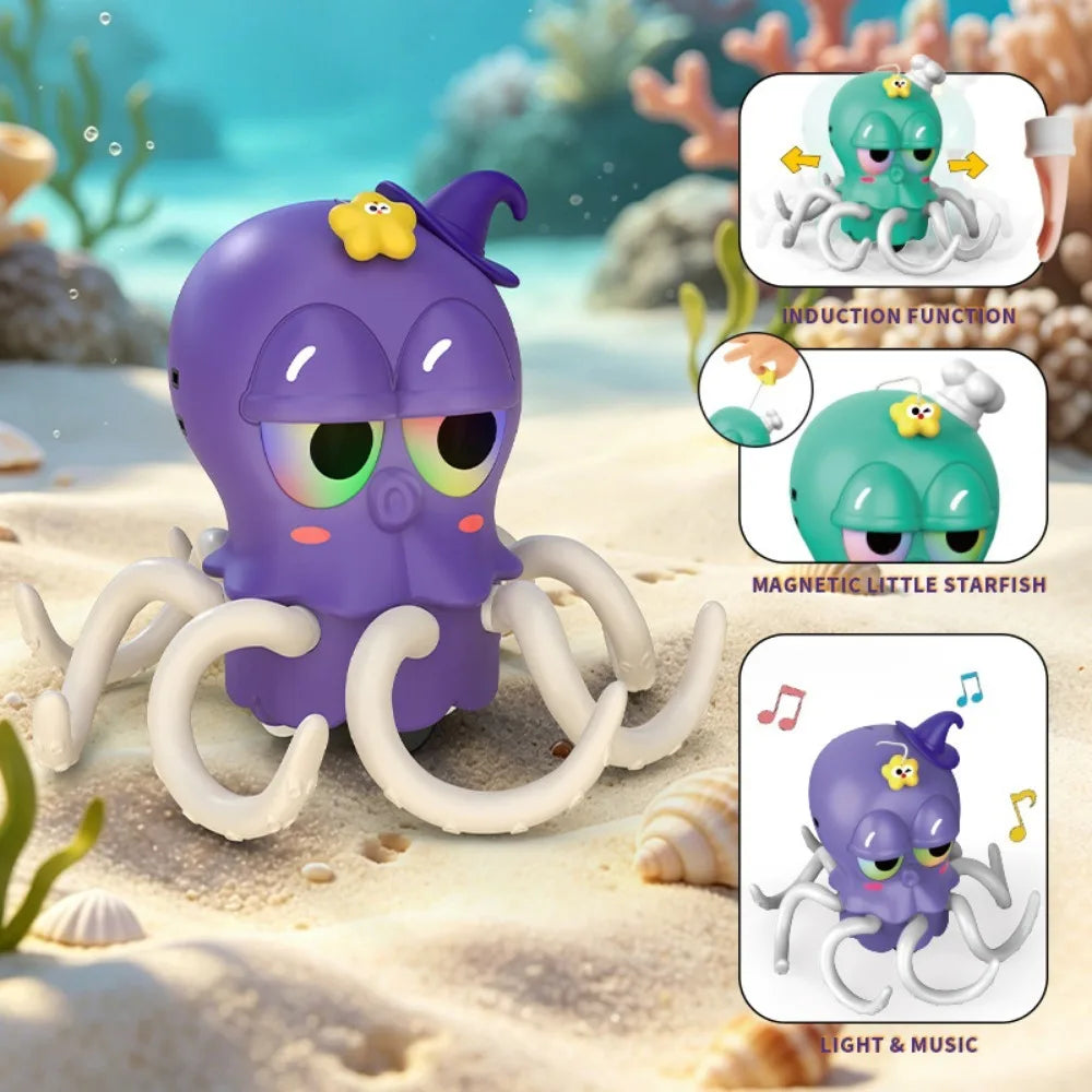 Electric Dancing Octopus Toy Automatic Induction Obstacle Avoidance Colorful Musical Interactive Crawling Octopus Toys