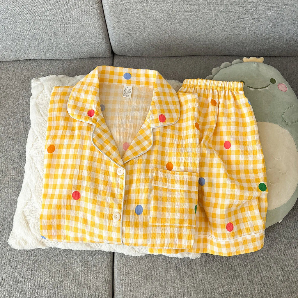 Summer Short-sleeved Cloud Cotton Pajama Set for Women, Comfortable and Trendy, Shorts That Can be Worn Outside, Home Wear Set