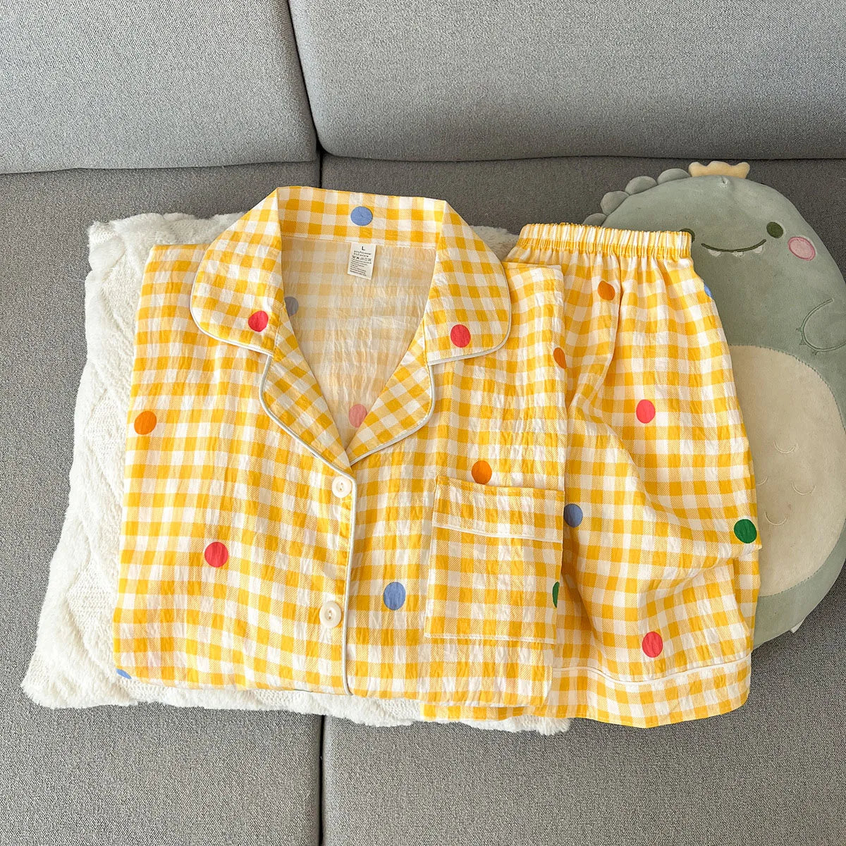 Summer Short-sleeved Cloud Cotton Pajama Set for Women, Comfortable and Trendy, Shorts That Can be Worn Outside, Home Wear Set