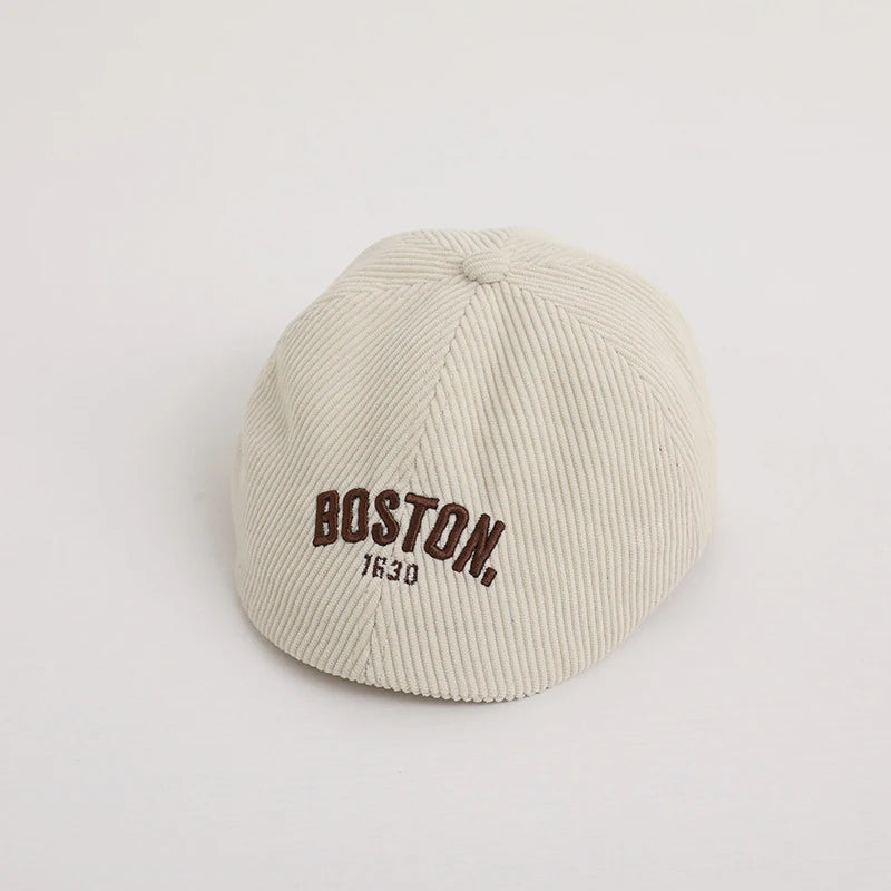 Fashion Letter Beret Drawstring Baby Duck Tongue Cap 2-6year Kids Sunshade Visors Autumn Winter Corduroy Children Forward Hat