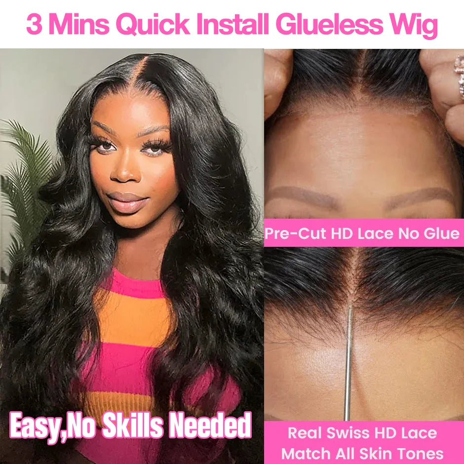 Wear Go Glueless Body Wave Lace Front Human Hair Wigs 13x6 HD Lace Frontal Wig Human Hair 5x5 HD Transparent Lace Closure Wigs